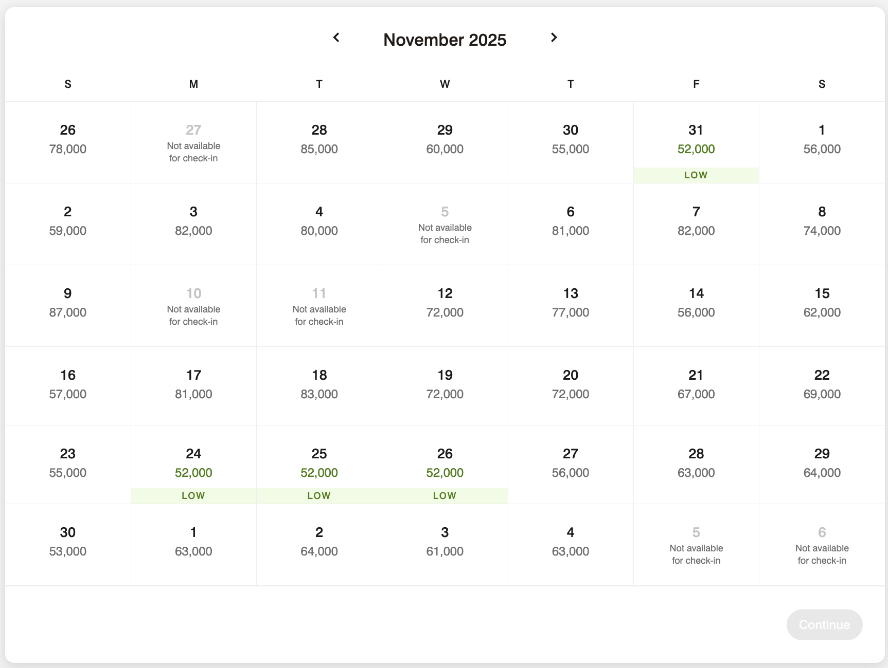 JW Marriott Orlando Bonnet Creek award rates for November 2025